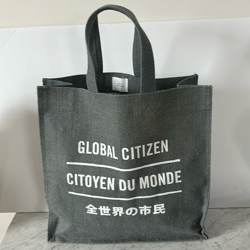 Apolis Global Citizen Tote gray canvas bag 15x15x5in